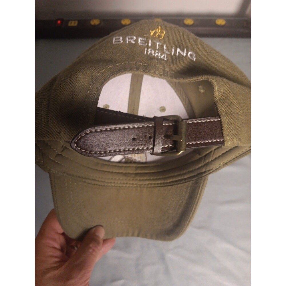 Breitling Watch Hat Cap Men Green Airplane Pilot Aviator Distressed Strap Back - Picture 10 of 11